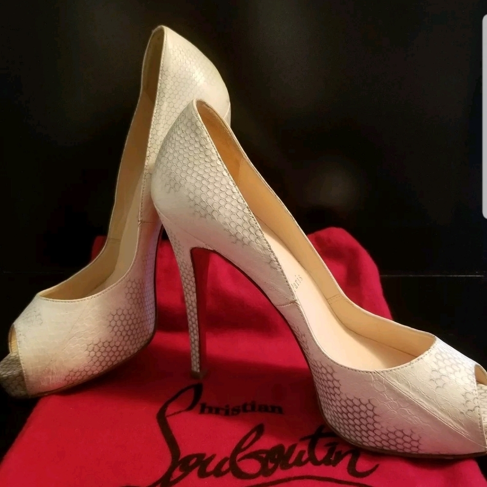 Authentic Christian Louboutin Python Peeptoe Heels - image 1